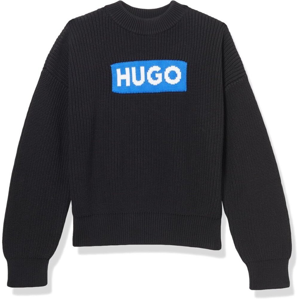 Women's Cotton Pullover Sweater Large Logo Crewneck Relaxed Fit Casual